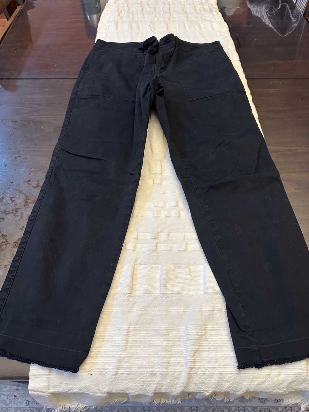 Sanctuary Black Wide-Leg Utility Pants with Raw Edge